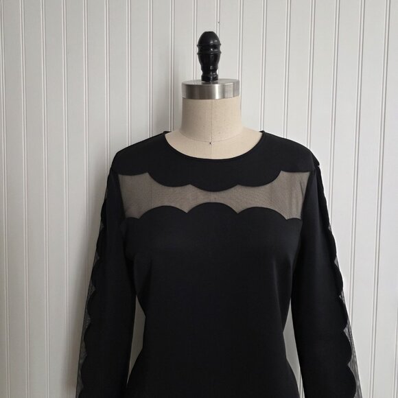 TED BAKER SERENTY SCALLOPED ILLUSIONS BLACK BODYCON DRESS sz  4/ 10 US - Picture 7 of 10